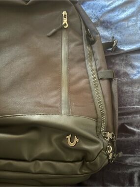 True Relgion Black Travel Backpack with Logo Accent